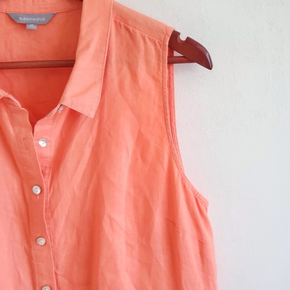 Suzanne Grae Linen Sleeveless Shirtdress Medium - Picture 2 of 8
